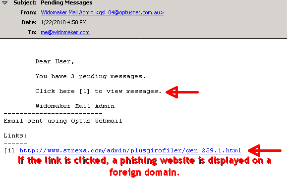 phishing message example