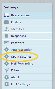 Webmail -spam-settings