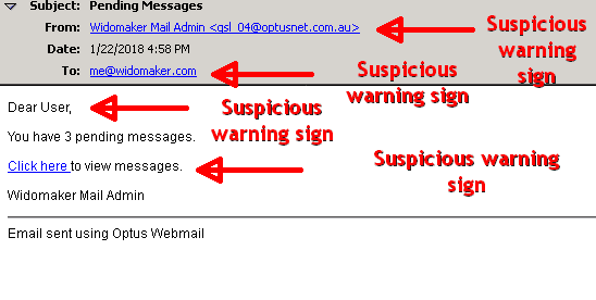 phishing message example